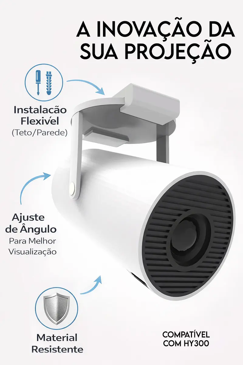 Suporte Para Projetor HY300 de Teto e Parede Ajustavel Branco foto 5