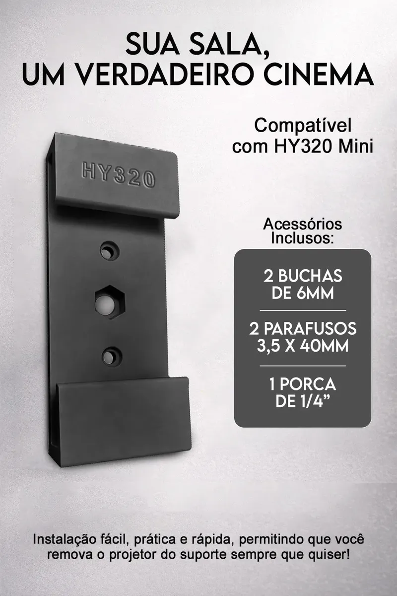Suporte Para Projetor HY300 de Teto e Parede Ajustavel Preto foto 2