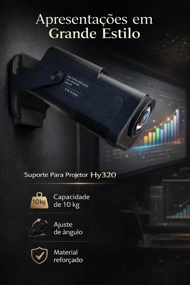 Suporte Para Projetor HY300 de Teto e Parede Ajustavel Preto foto 3