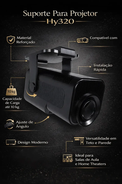 Suporte Para Projetor HY300 de Teto e Parede Ajustavel Preto foto 4